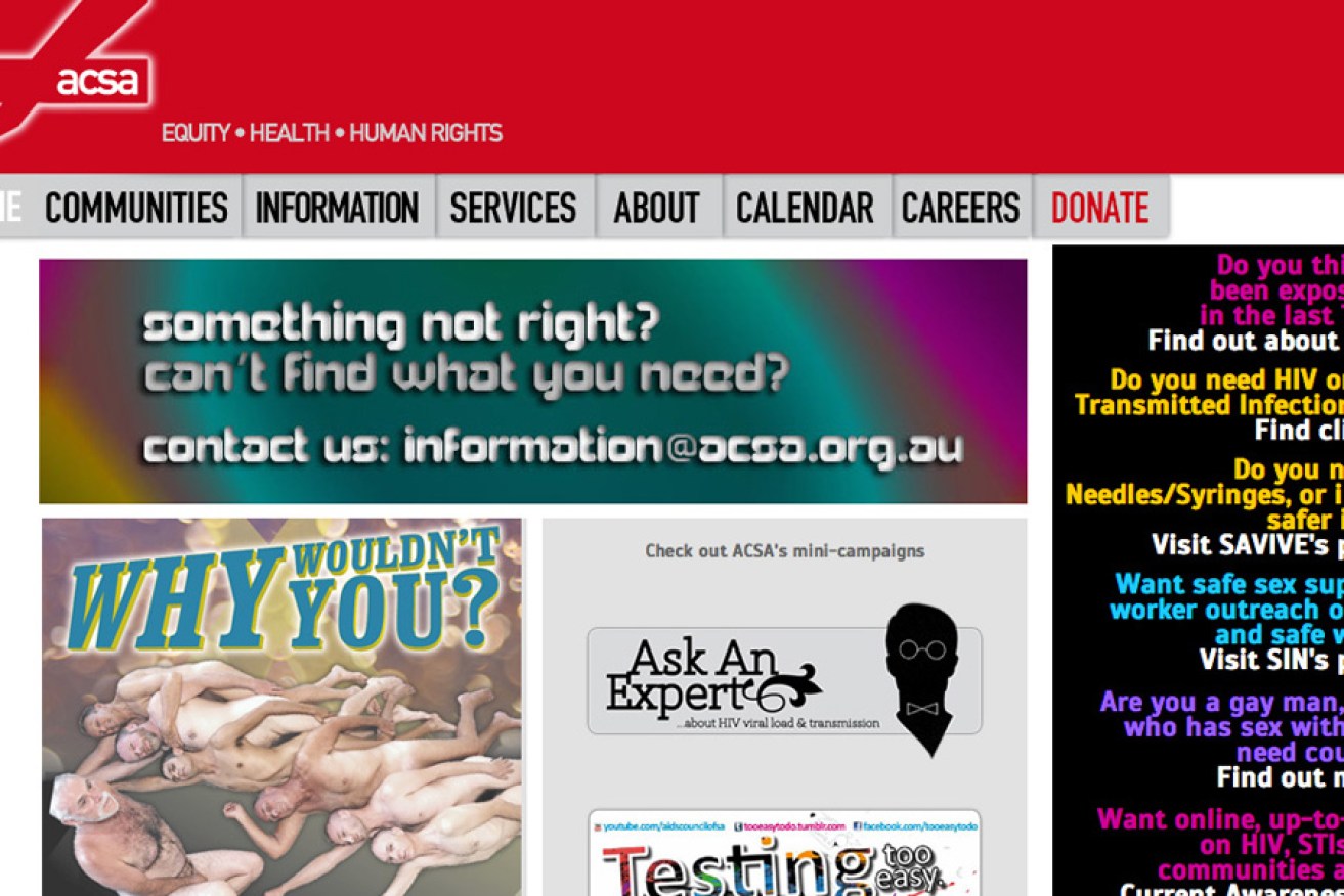 A screenshot of the Aids Council website.