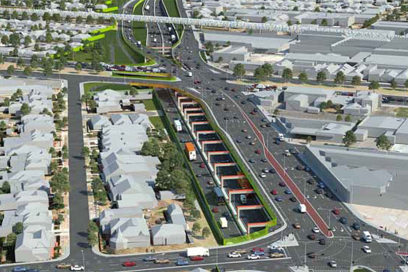 An illustration of part of the Torrens-to-Torrens upgrade of South Road.