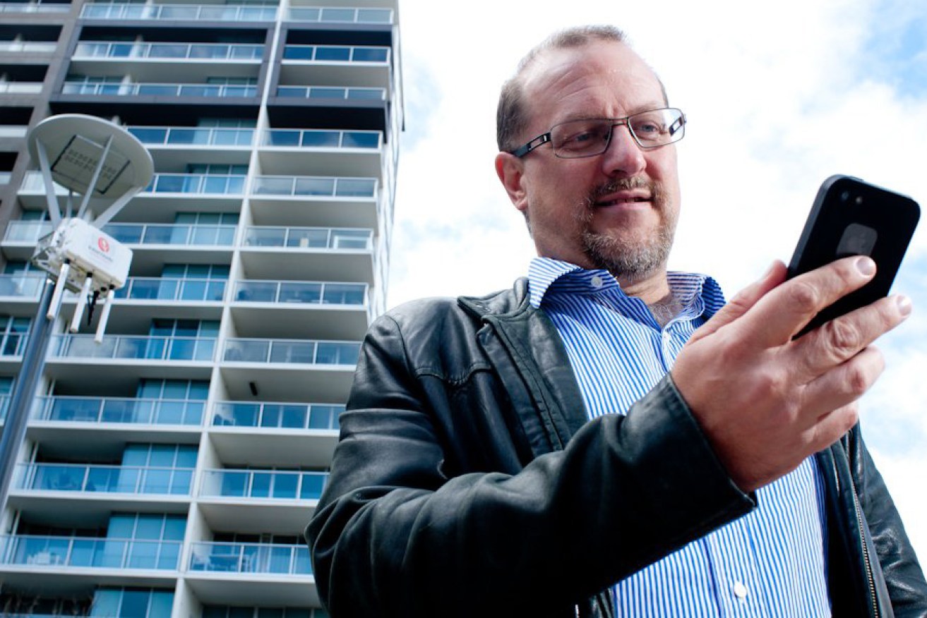 Internode boss Simon Hackett spruiking the city's free WiFi network.