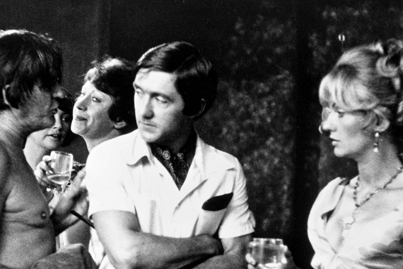 Australian actor Ray Barrett (left) sans clothes in the 1976 film, Don's Party. 