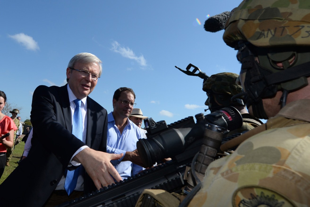 Kevin Rudd at Robertson Barracks in Darwin today.
