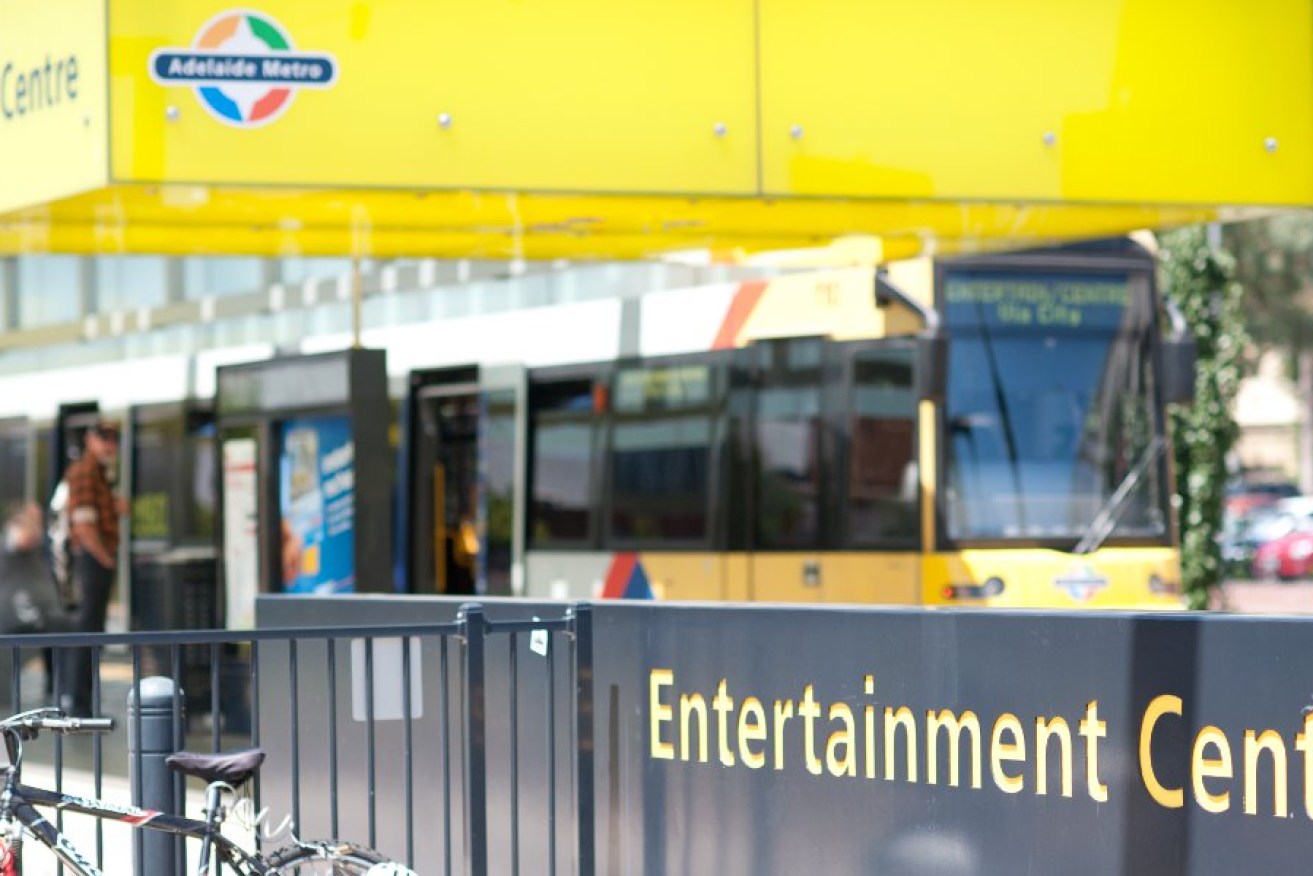 The Entertainment Centre tram stop. Photo: Nat Rogers/InDaily