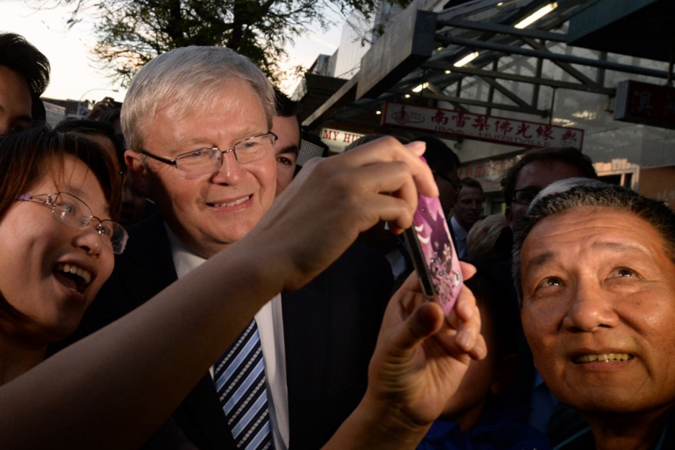 Kevin Rudd campaigning in Sydney this week. 