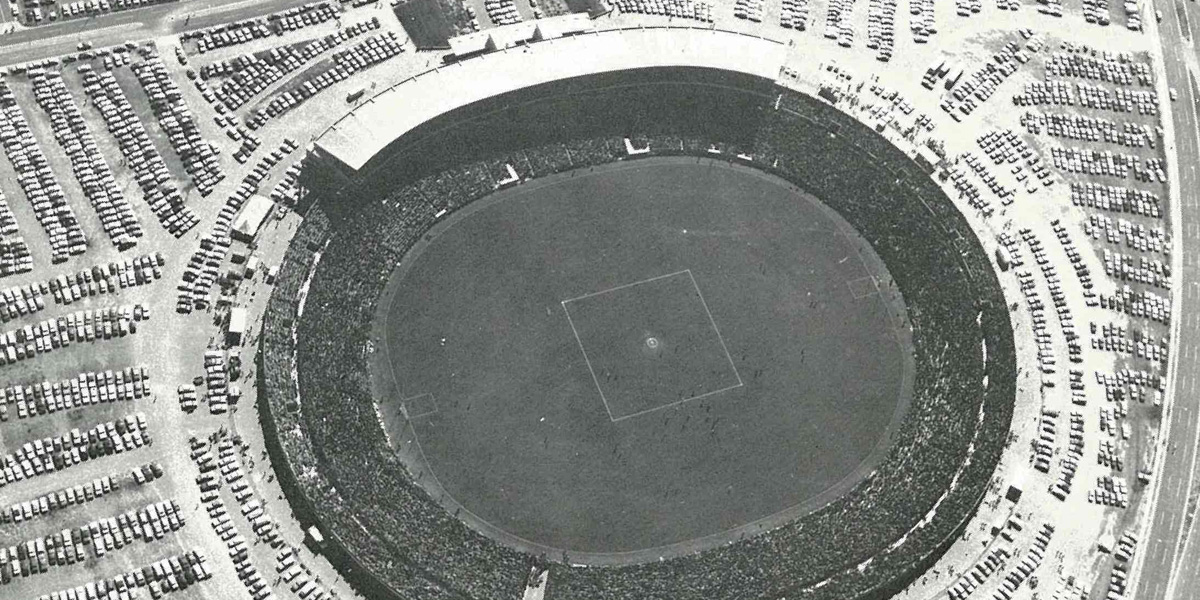 Footy Park's biggest ever crowd at the 1976 grand final. Photo courtesy SANFL
