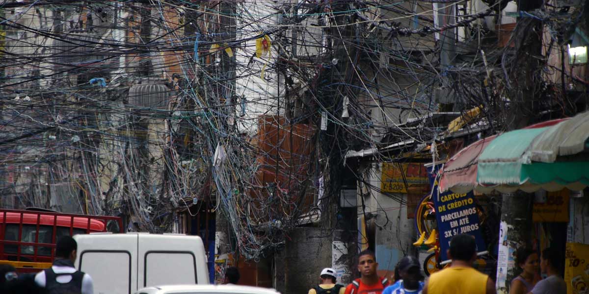 A tangle of powerlines in Brazil. From the film, Pandora's Promise.