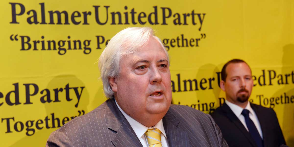 "Good for democracy": Clive Palmer with Ricky Muir, from the Motoring Enthusiasts.