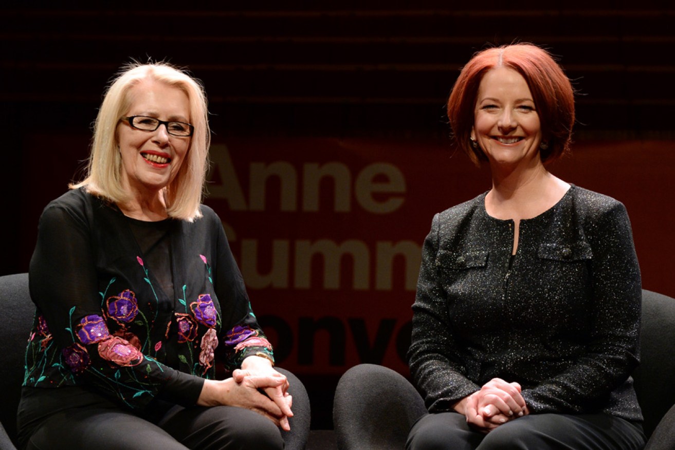Former Prime Minister Julia Gillard (right) with author Anne Summers at the Sydney Opera House last night.