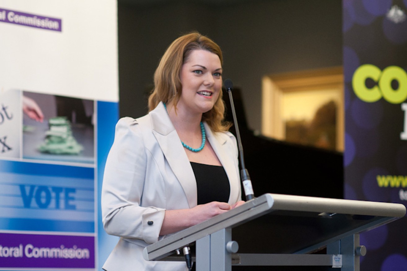 Sarah Hanson-Young at the formal declaration of the SA Senate result yesterday. Photo: Nat Rogers/InDaily