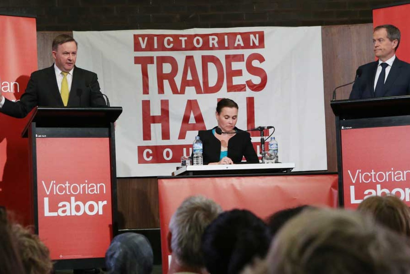 The second debate between Labor leadership contenders Bill Shorten (right) and Anthony Albanese (left) at Victorian Trades Hall Council last month.