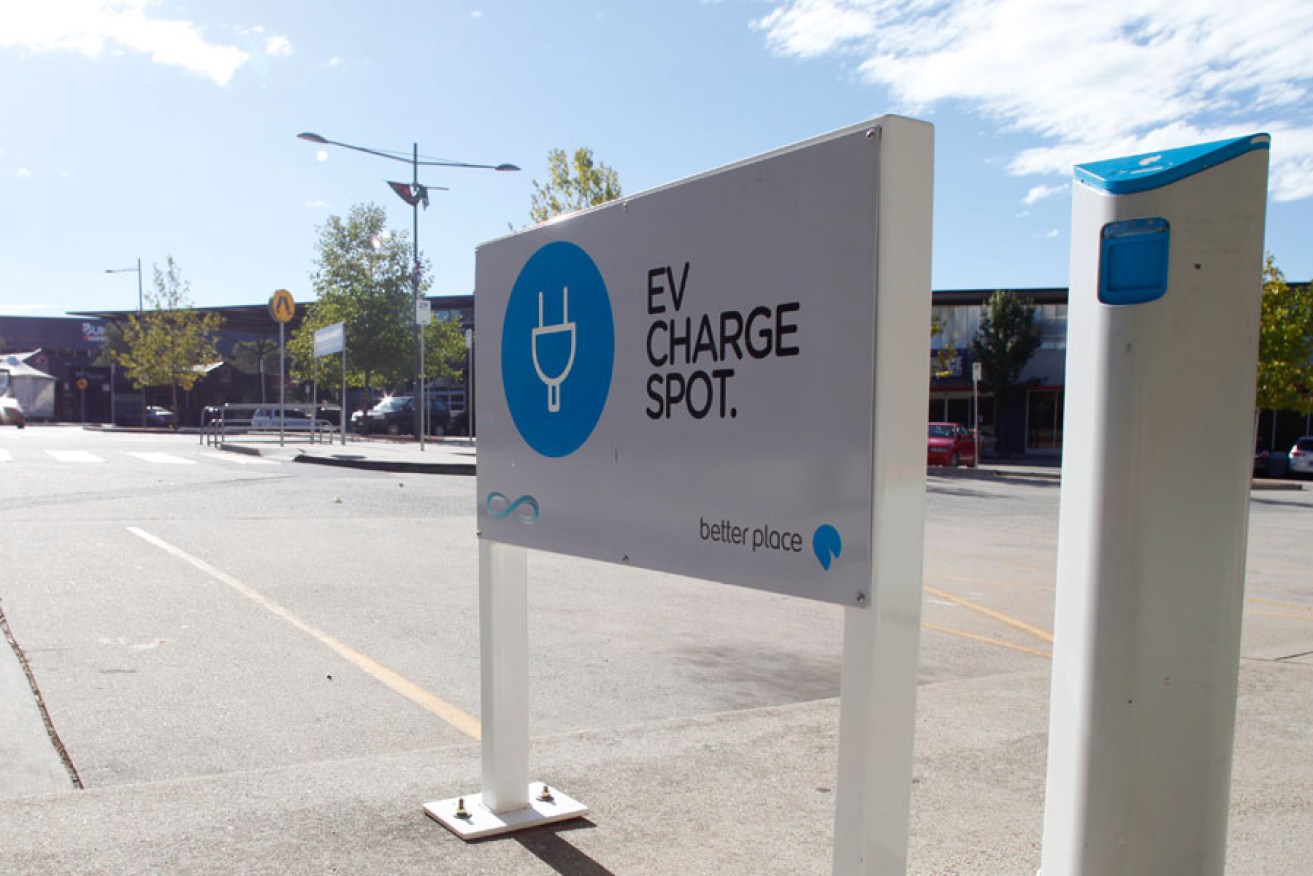 A 'better place' electric vehicle charging spot at a shopping centre in Canberra.