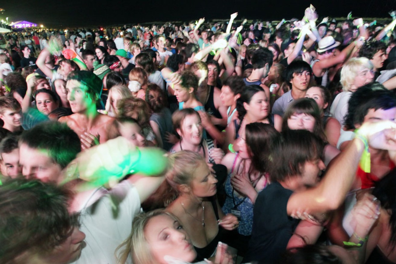 Thousands of young people party during the Schoolies festival on the Gold Coast.