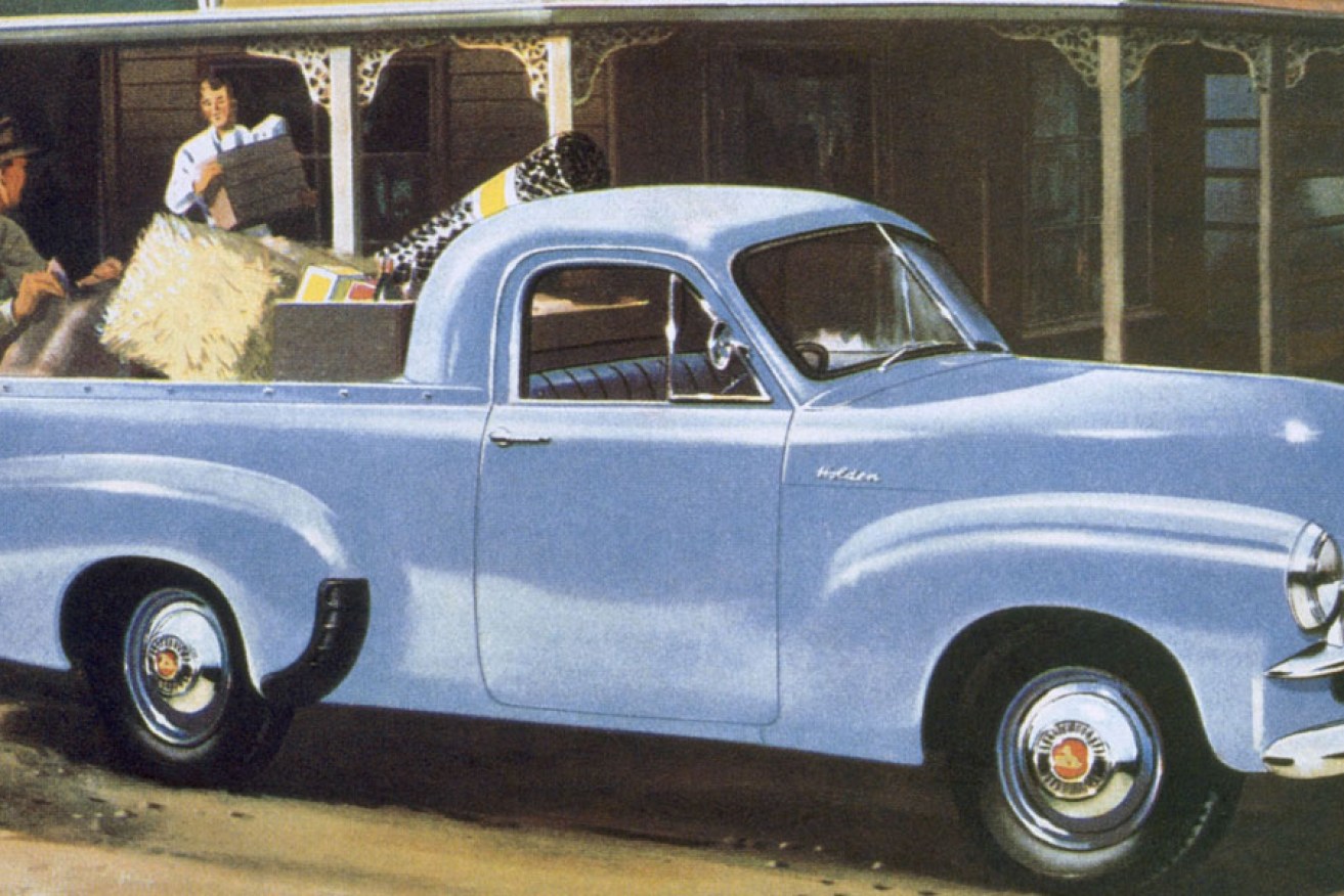 An illustration of a Holden FJ ute. 