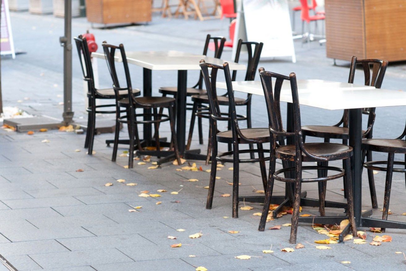 It is baby boomers, rather than young hipsters, who are likely to fill these empty tables in Leigh St. Photo: Nat Rogers/InDaily