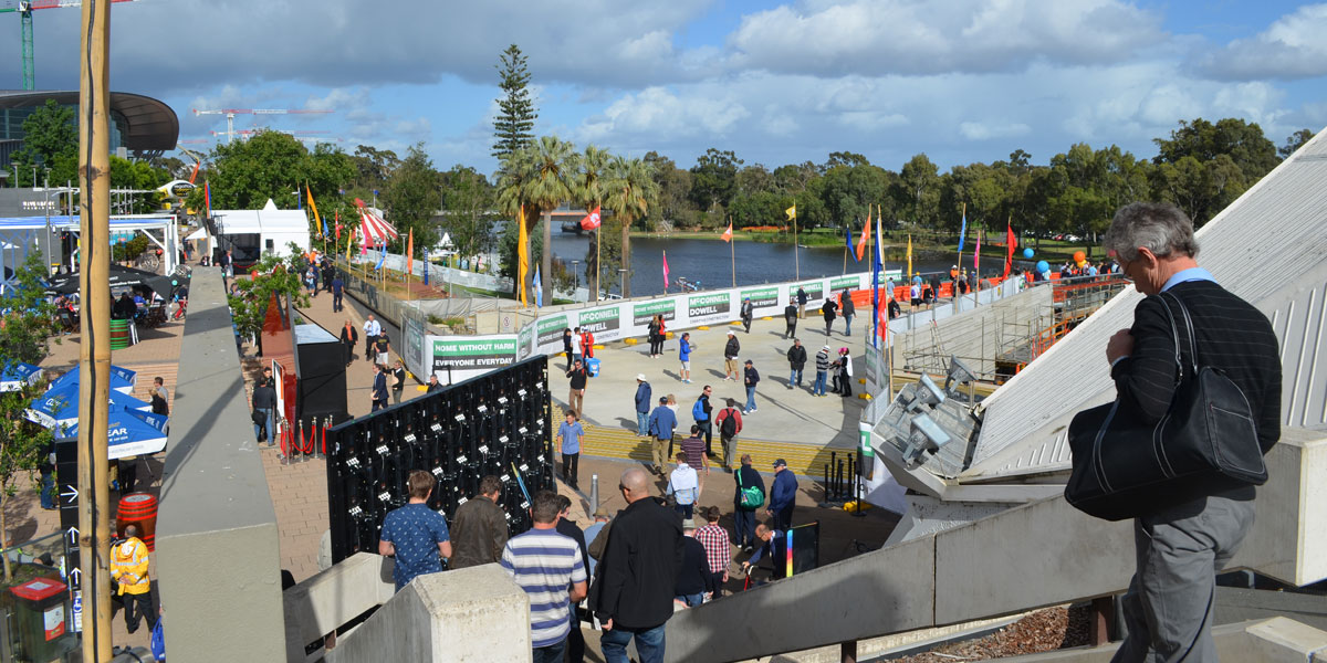 The Torrens footbridge on day one of the Adelaide Ashes test.