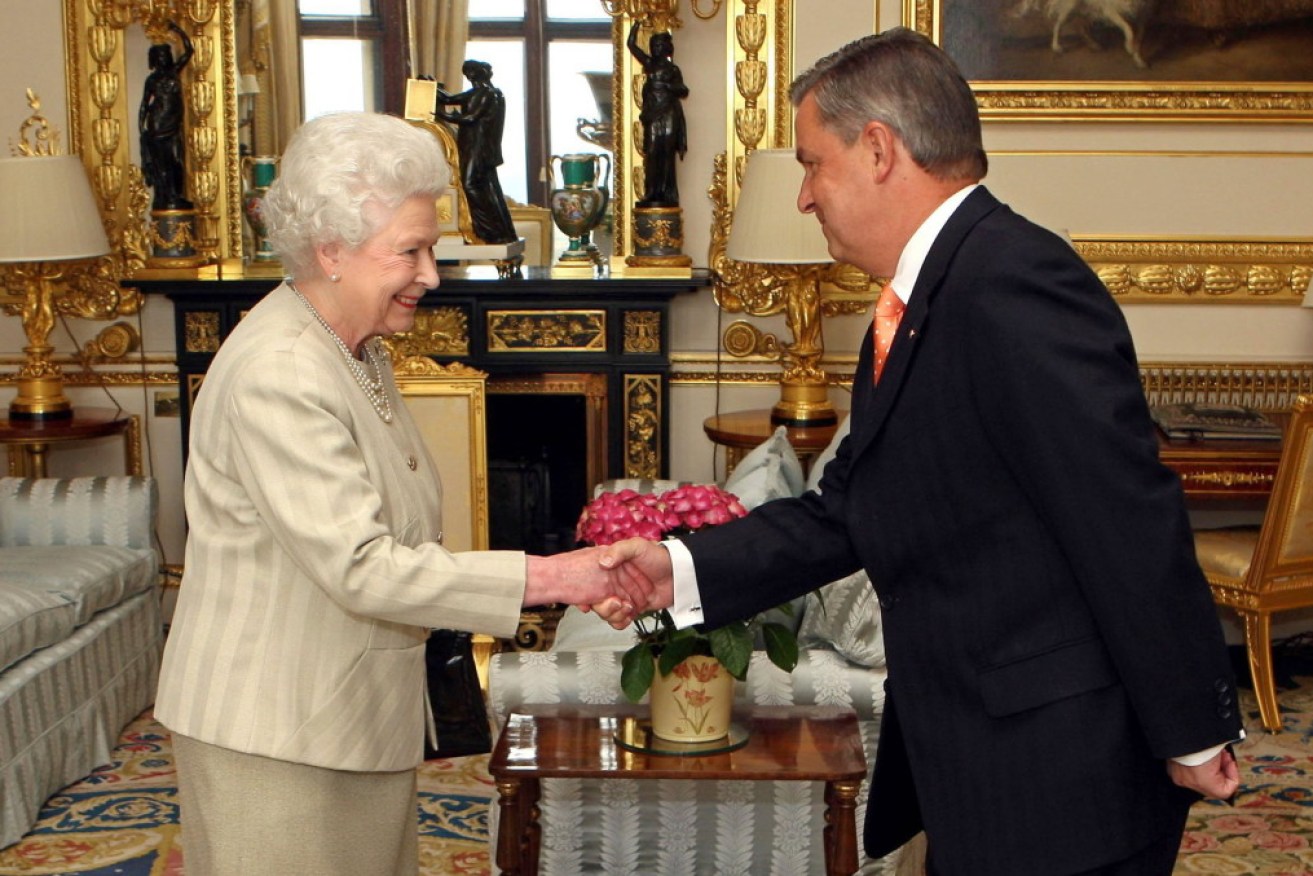 Queen Elizabeth with her representative in SA, Governor Kevin Scarce