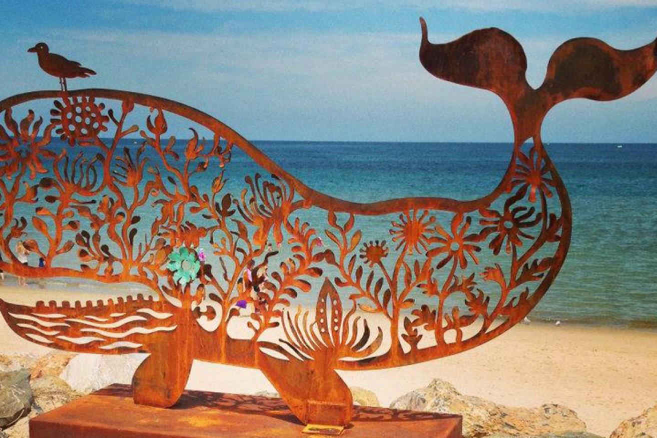 Brighton Jetty Classic Sculptures: ‘Whale’, by Anna Small, Corten steel and copper laser cut.