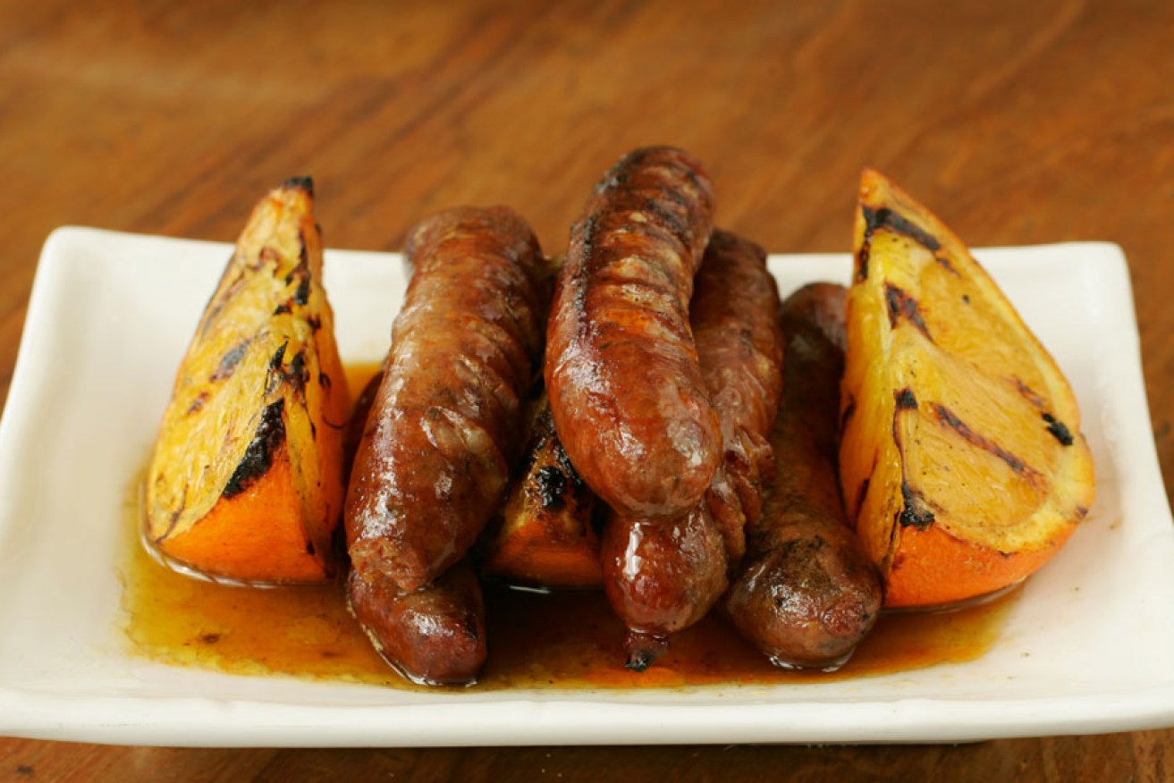 Sausages with ouzo-soaked oranges at The Greek.