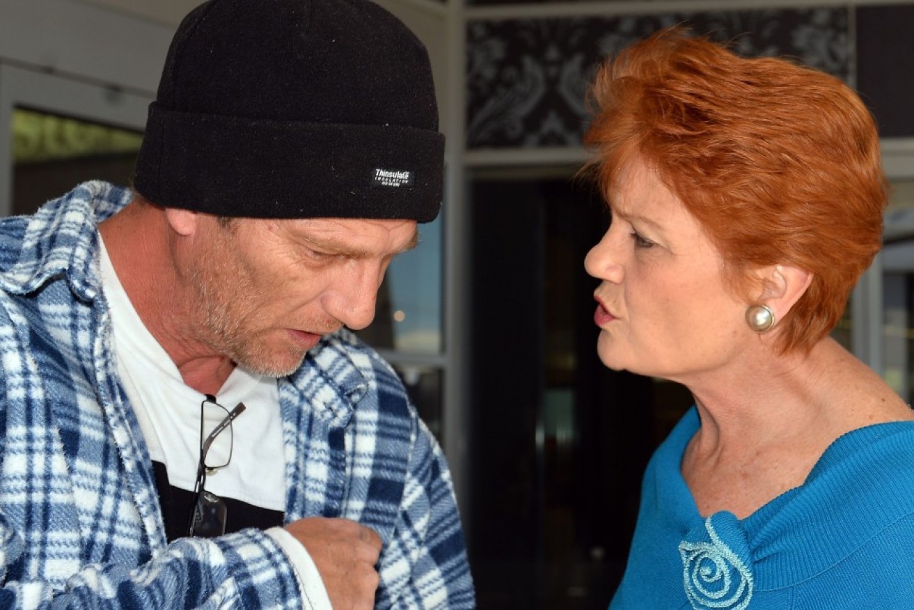 Pauline Hanson on the Senate campaign trail in 2013