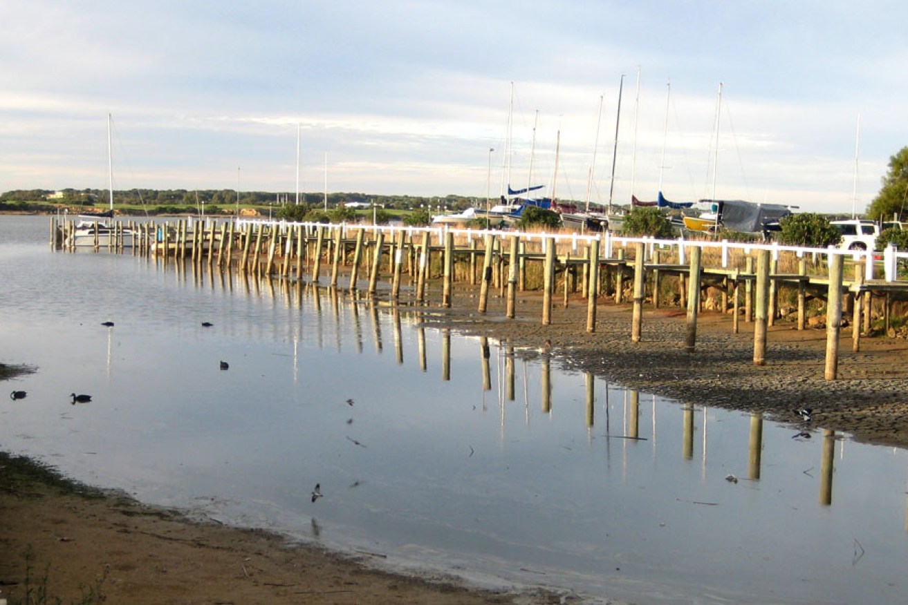 The drought ravaged River Murray at Goolwa in 2008.