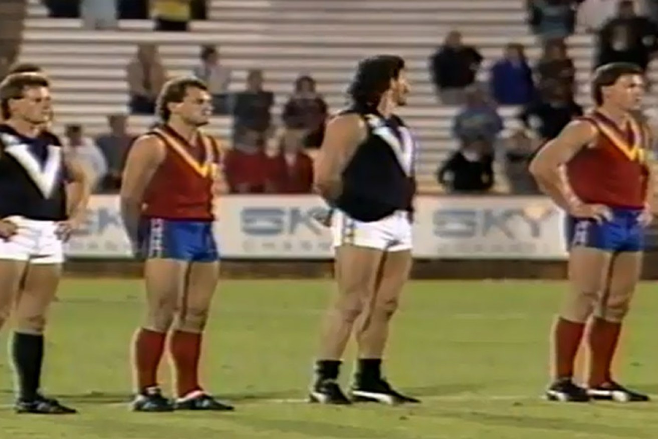 Victorian and South Australian players before the 1988 state of origin match.