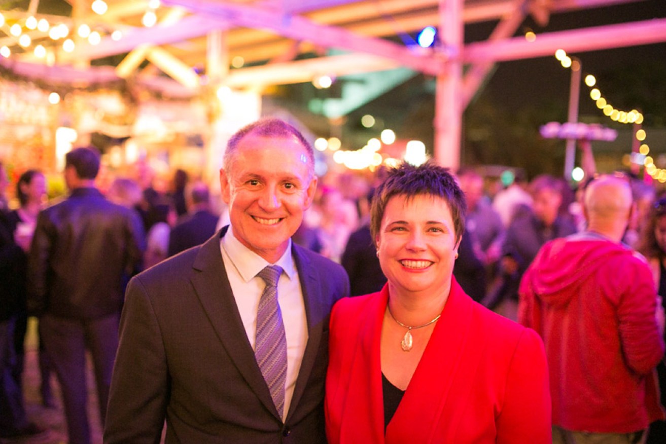 Adelaide Festival chief executive Karen Bryant with Premier Jay Weatherill. Photo: Ben McPherson