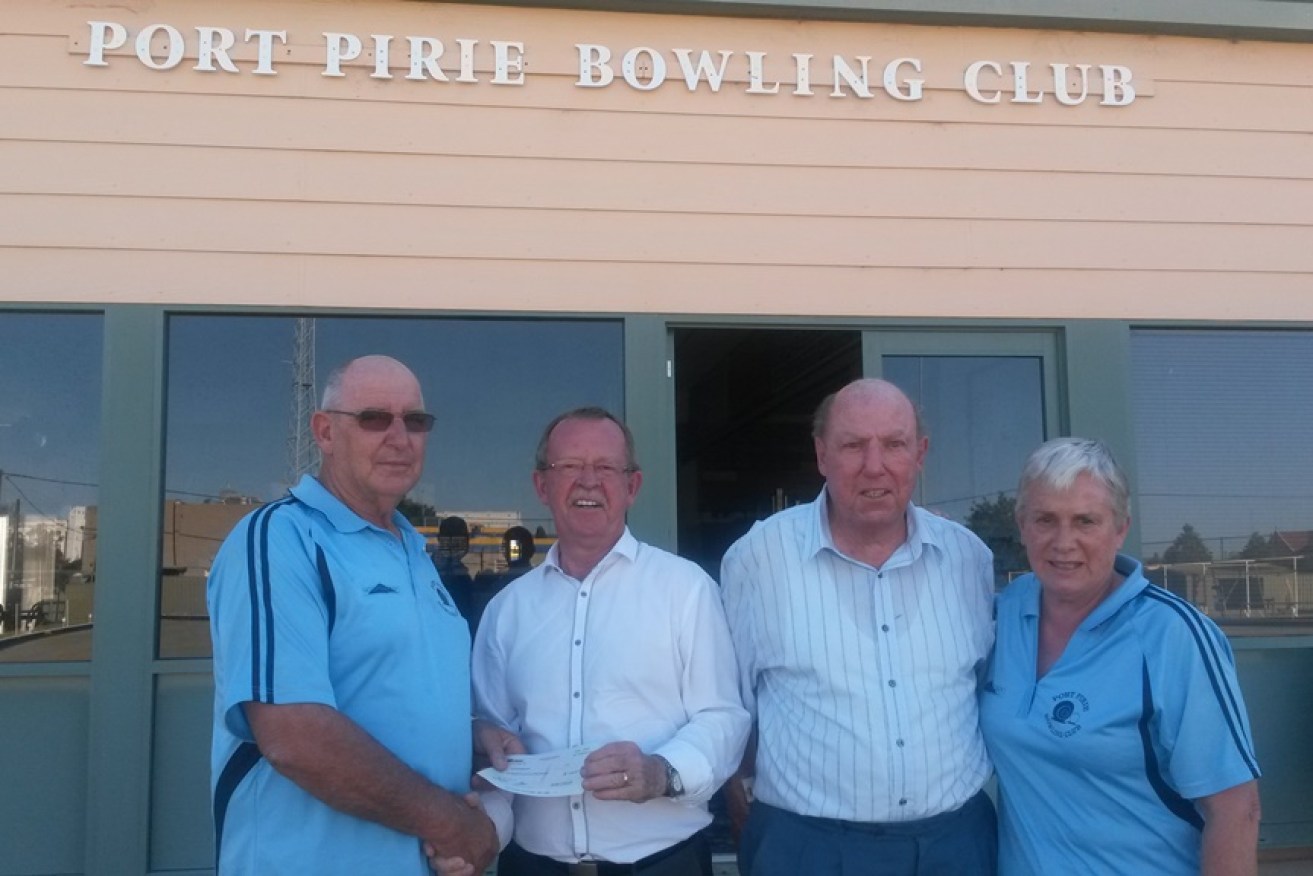Geoff Brock (second from left) in his hometown of Port Pirie.