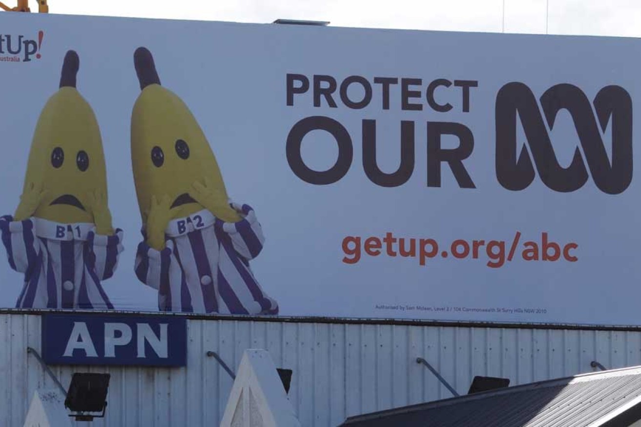 A crowd funded billboard in Sydney calling for the protection of the ABC.