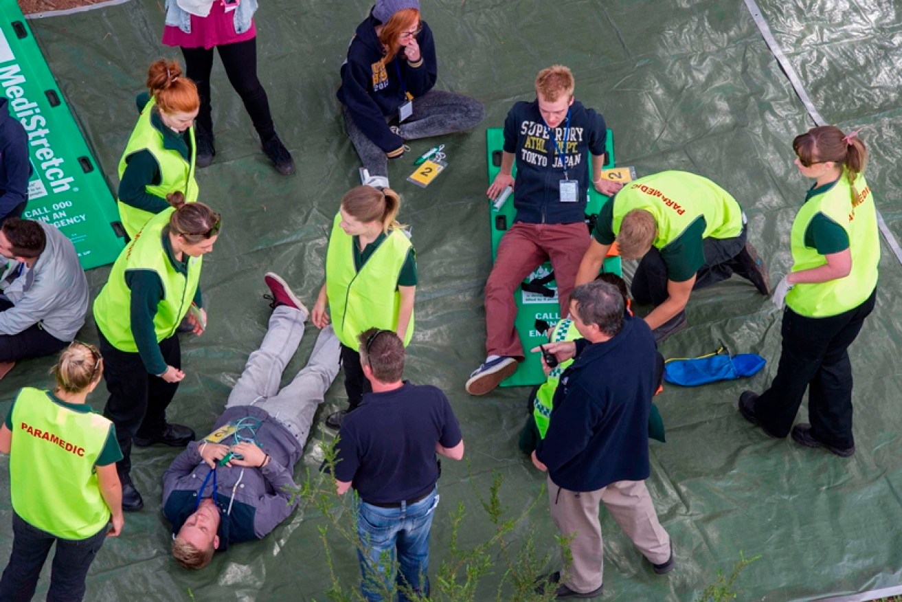 Flinders Paramedic Science students in a mass casualty exercise