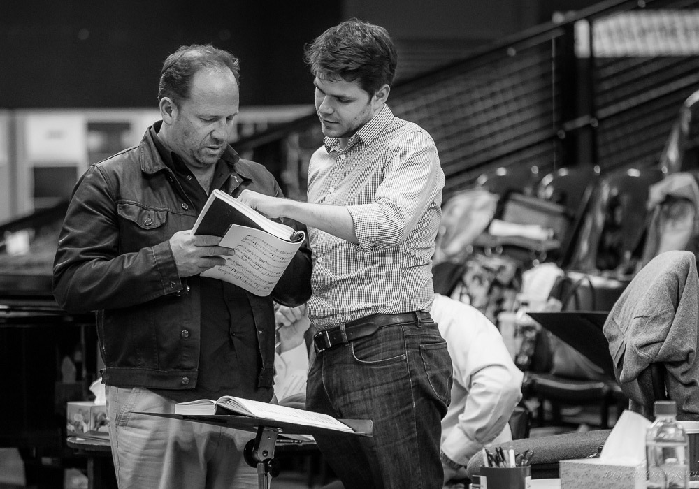Singer Aldo Di Toro and conductor Nicholas Carter in rehearsals for La Traviata. Photo: DGW Photography