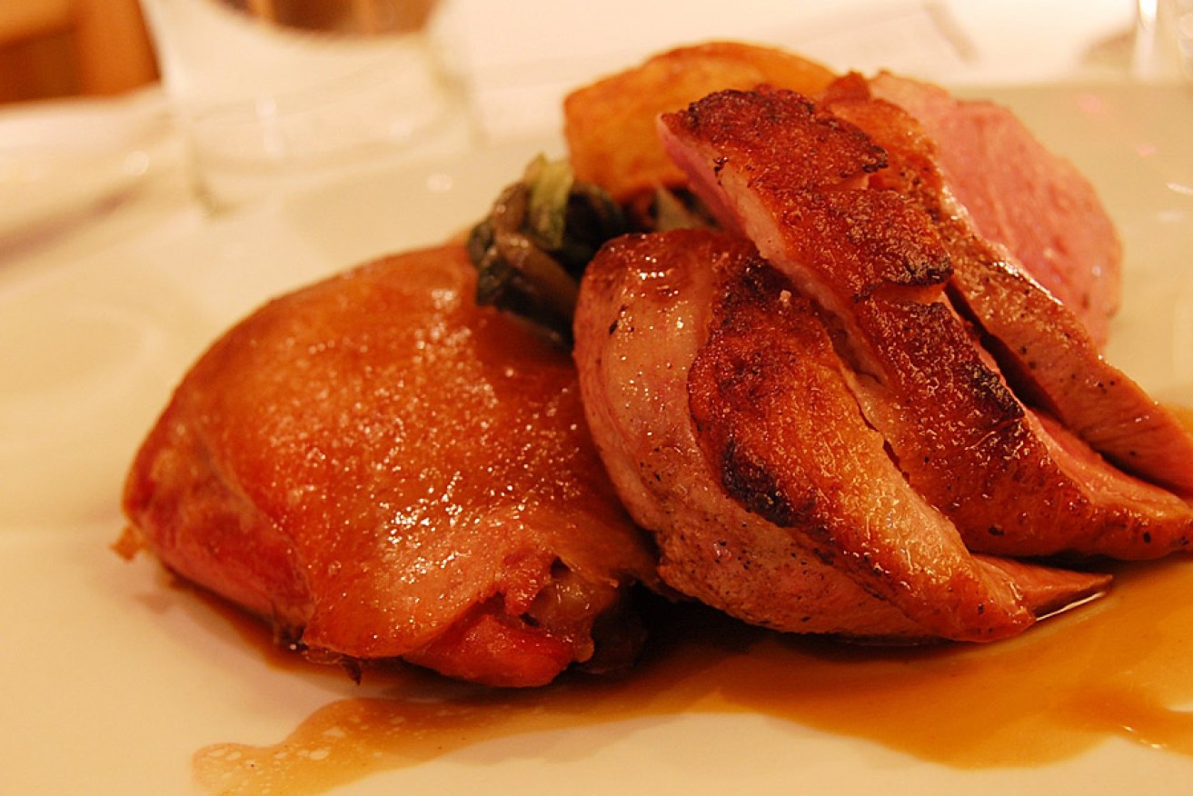 Confit duck leg with seared duck breast.