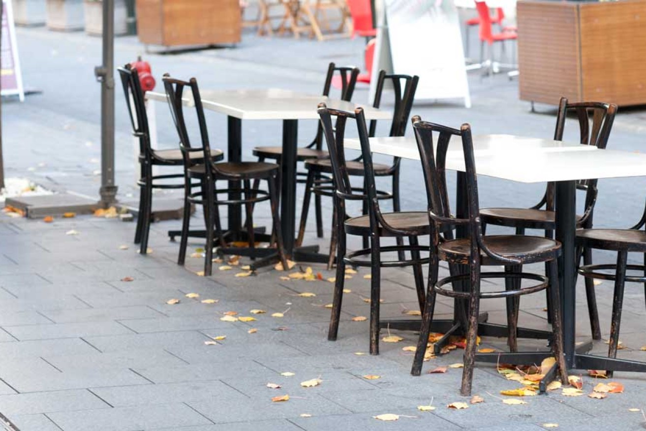 Restaurant tables on Leigh Street. Photo: Nat Rogers/InDaily