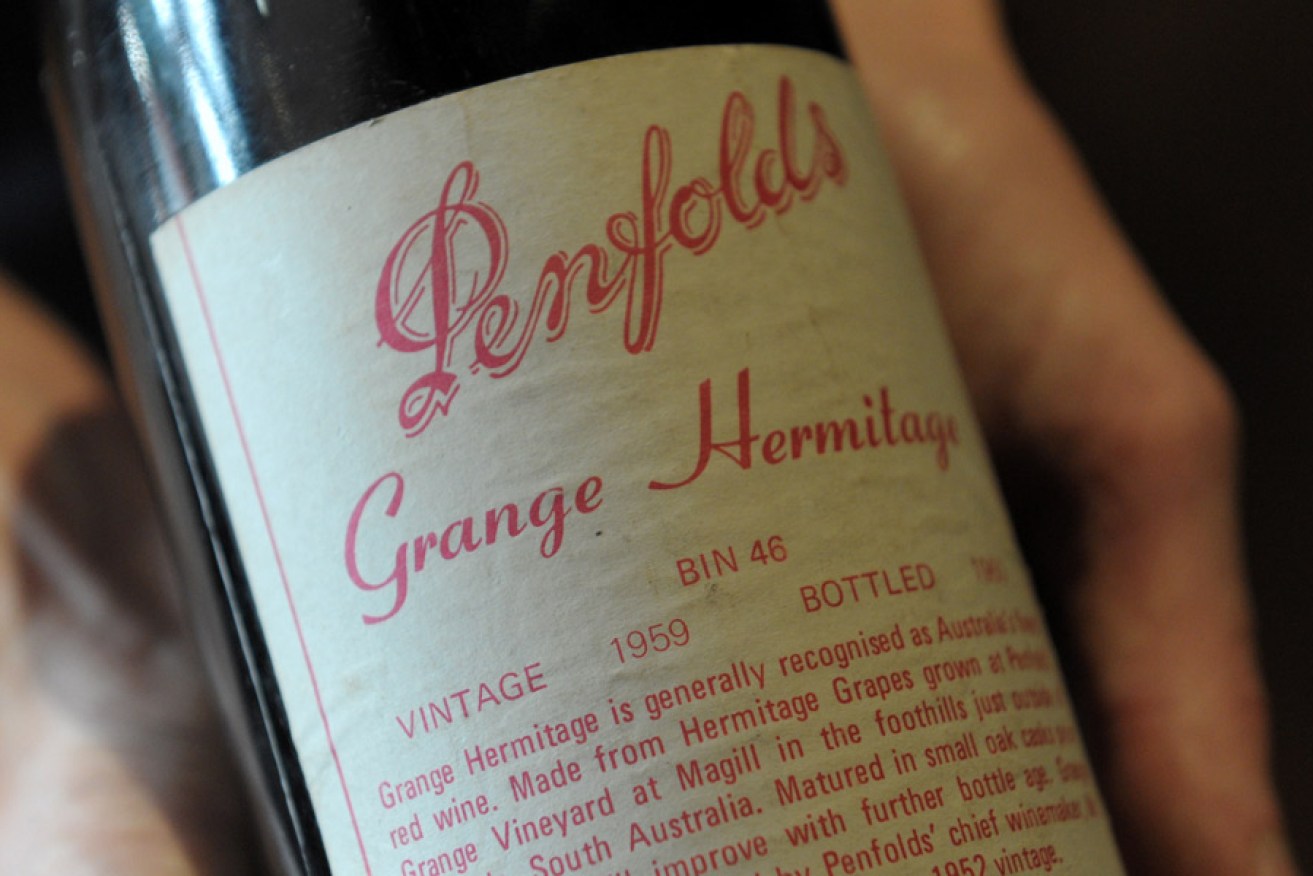 Pure luxury: A bottle of 1959 Penfolds Grange. Photo: AAP