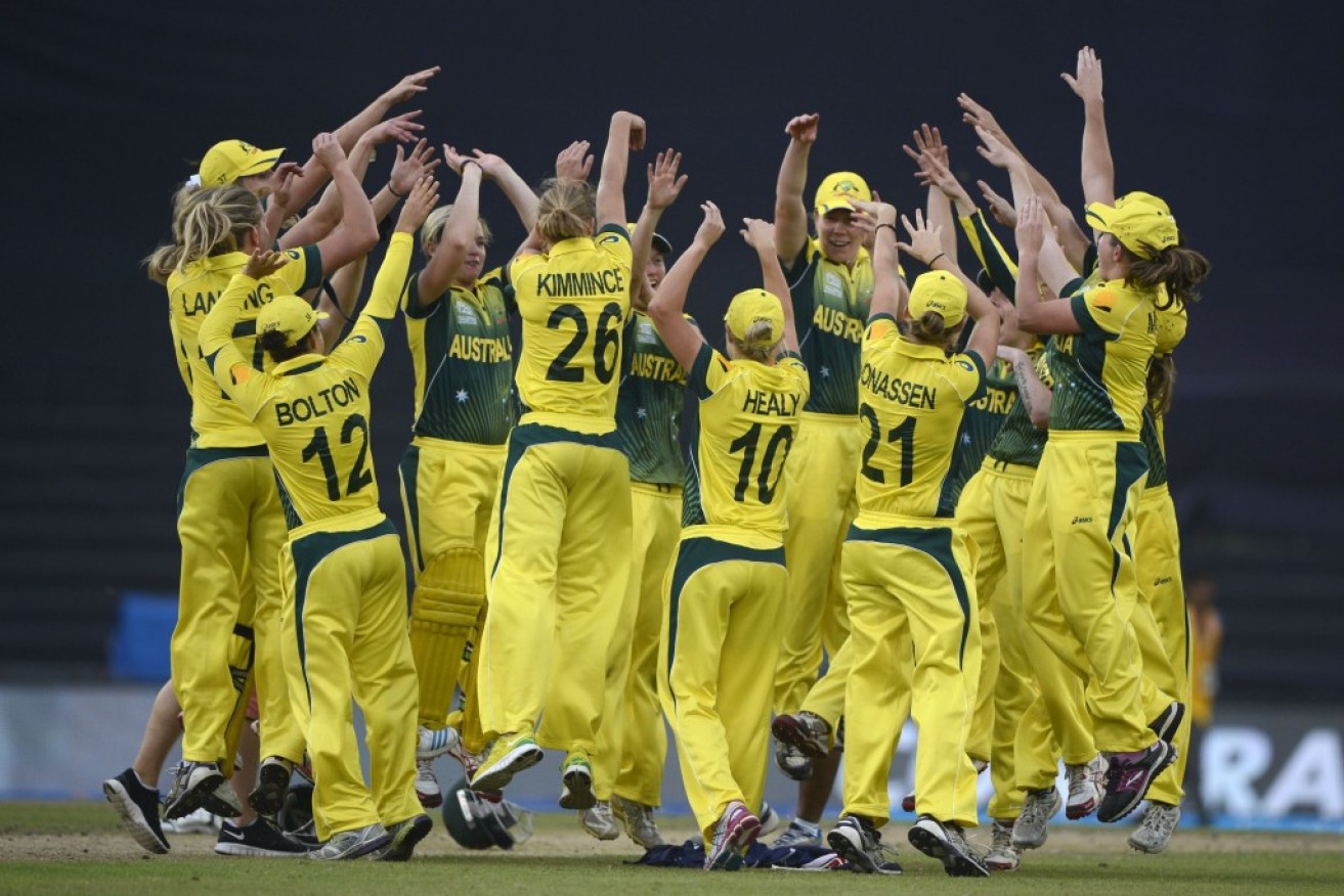 Australia celebrates the moment of victory