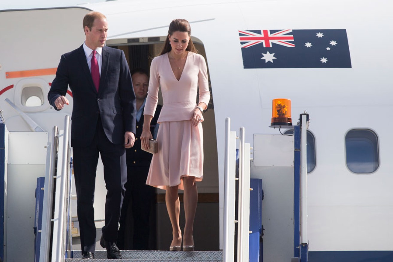 The Duke and Duchess of Cambridge arriving at Edinburgh this morning.