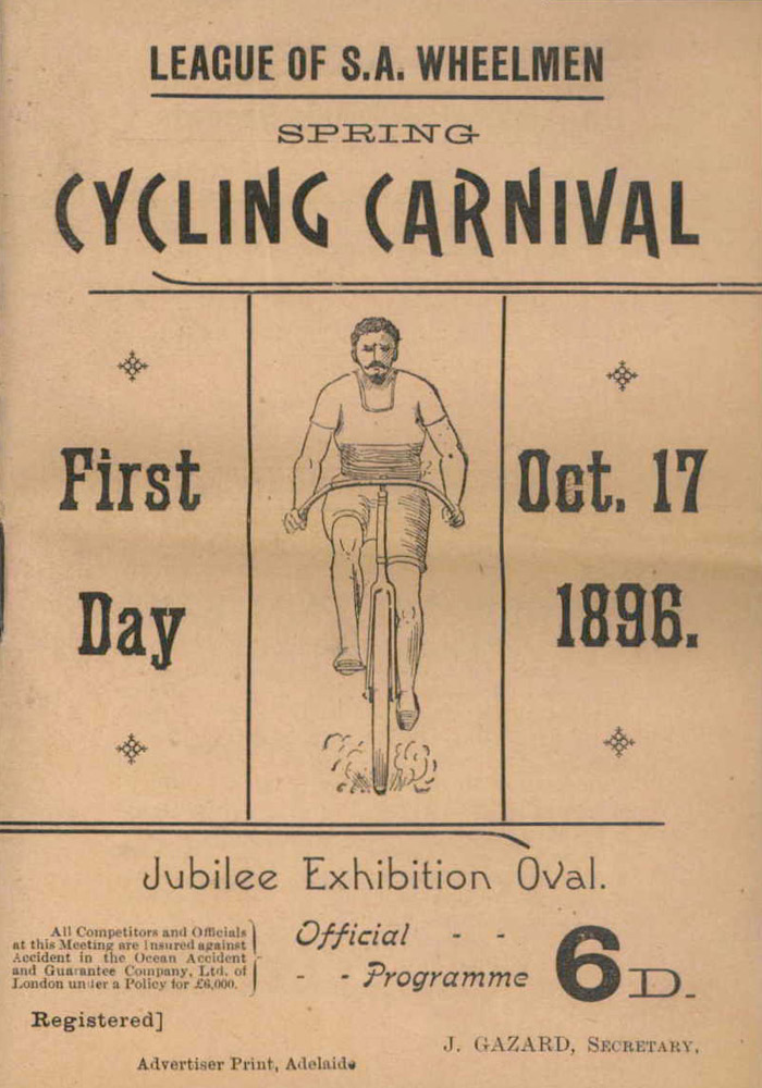 J Gazard book Spring Cycling Carnival official program. Courtesy National Archives of Australia