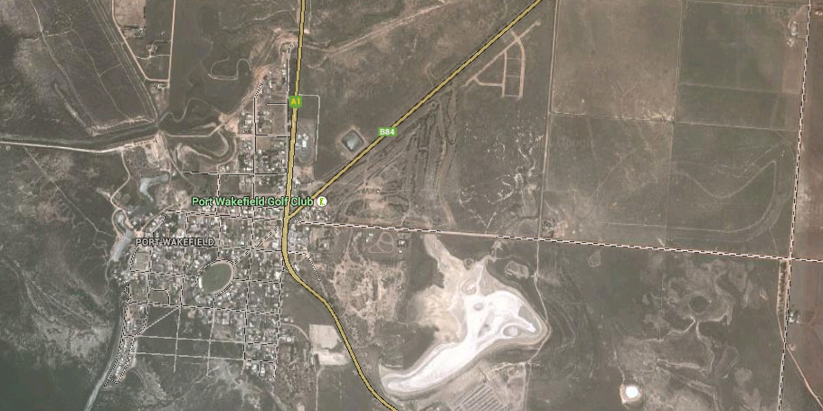 The Port Wakefield Grand Prix track can still be seen in this Google Earth image (far right).