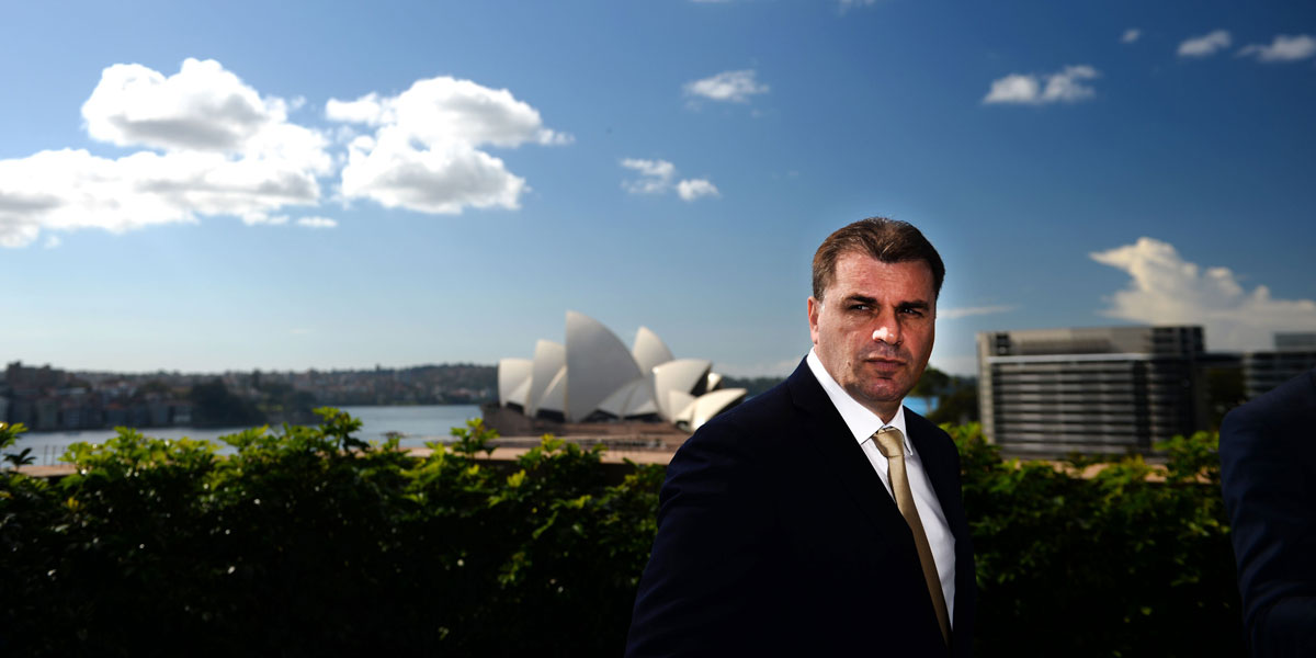 Socceroos coach Ange Postecoglou after announcing his World Cup squad in Sydney yesterday. 