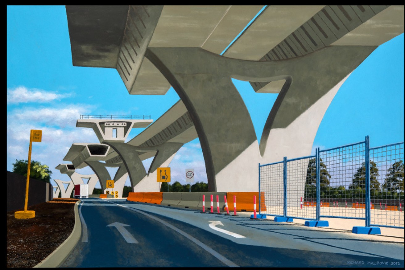 Richard Maurovic, South Road Superway, acrylic on canvas, 60cm x 90cm. 