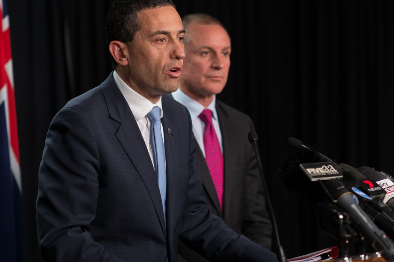 Tom Koutsantonis and Jay Weatherill will blame their tough Budget on the federal Liberals. Photo: Nat Rogers/InDaily 