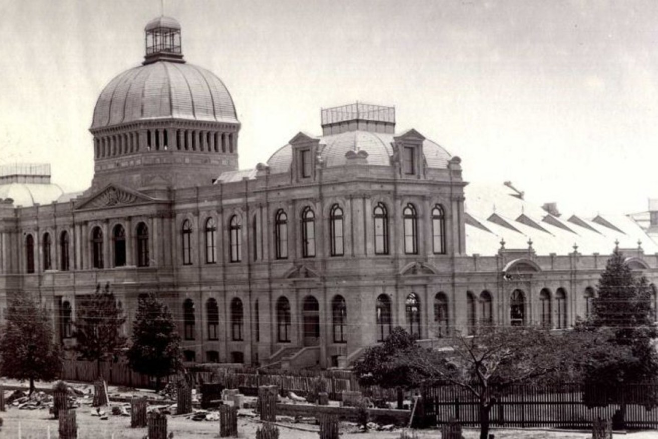 The Jubilee Exhibition Building c. 1887 was replaced with the Napier Building at the University of Adelaide.