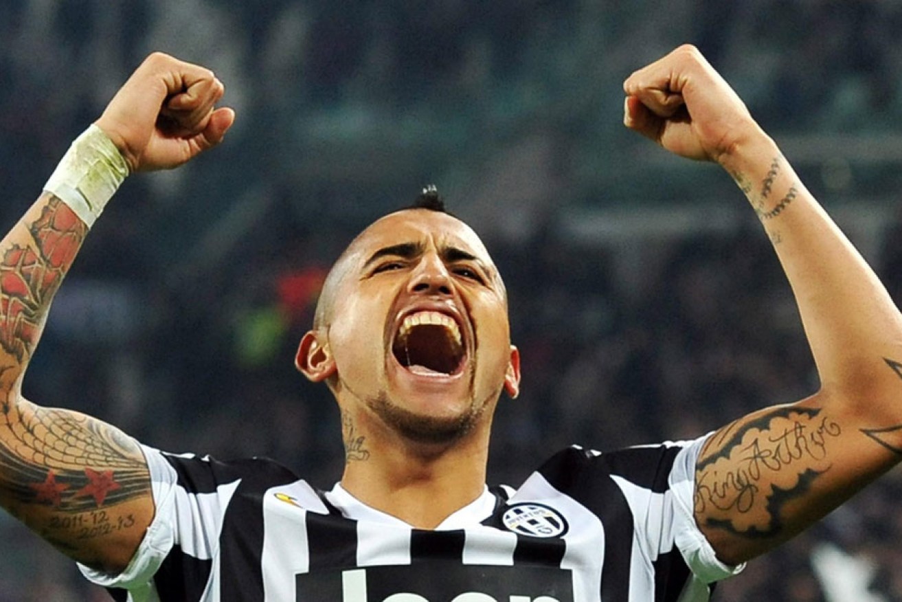 Chilean star Arturo Vidal celebrates after scoring for Juventus in the Italian Serie A earlier this year.