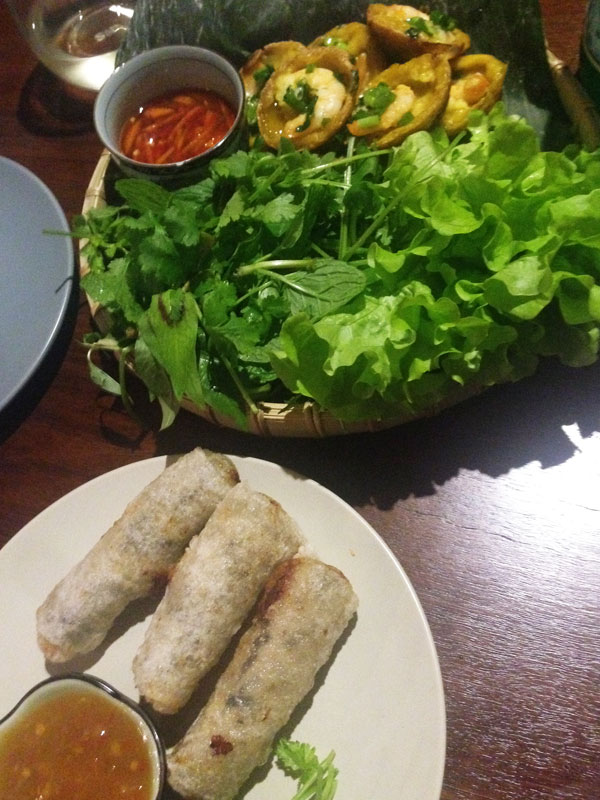 NNQ's savoury pancakes and spring rolls.