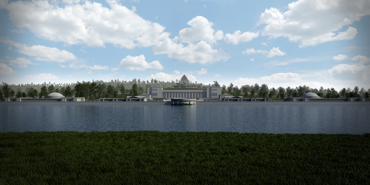 The Capitol. Walter Burley Griffin and Marion Mahony Griffin, Canberra. Competition (1911-12) Project 1914. Digital Reconstruction by Craig McCormack. Courtesy: felix.