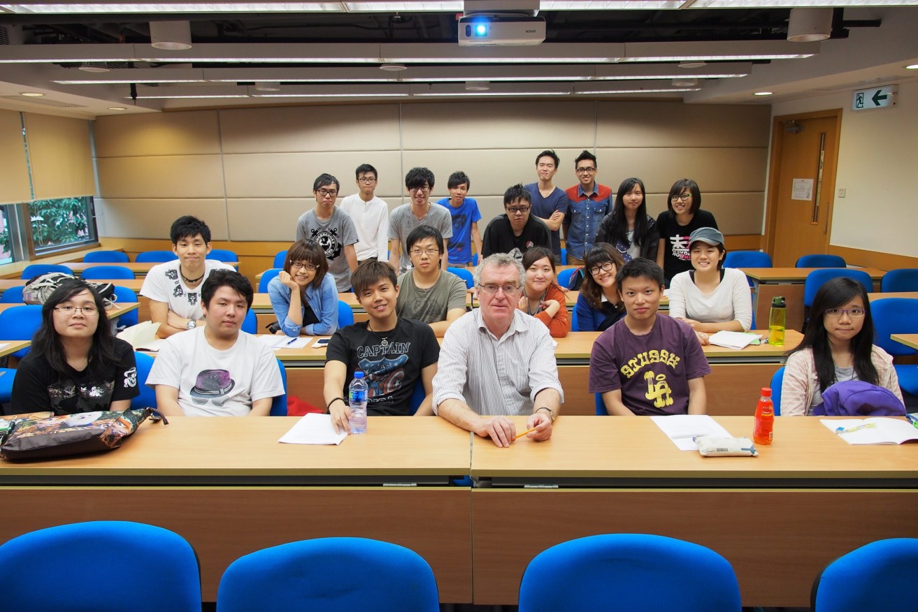 Associate Professor Mike Walsh (front centre) in Hong Kong with offshore students of Flinders University’s Bachelor of Creative Arts (Digital Media).