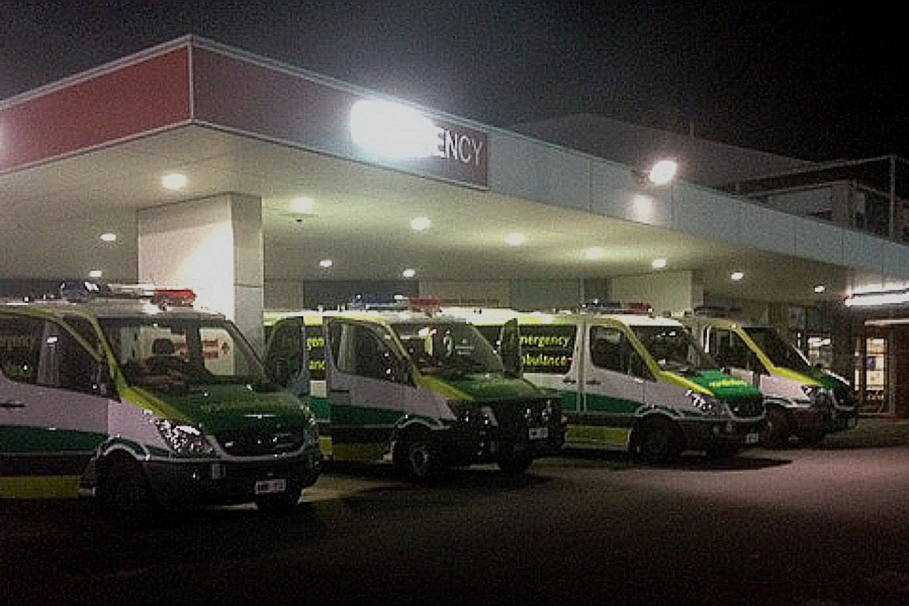 Ambulances lined up during a busy night at the Lyell McEwin last week.