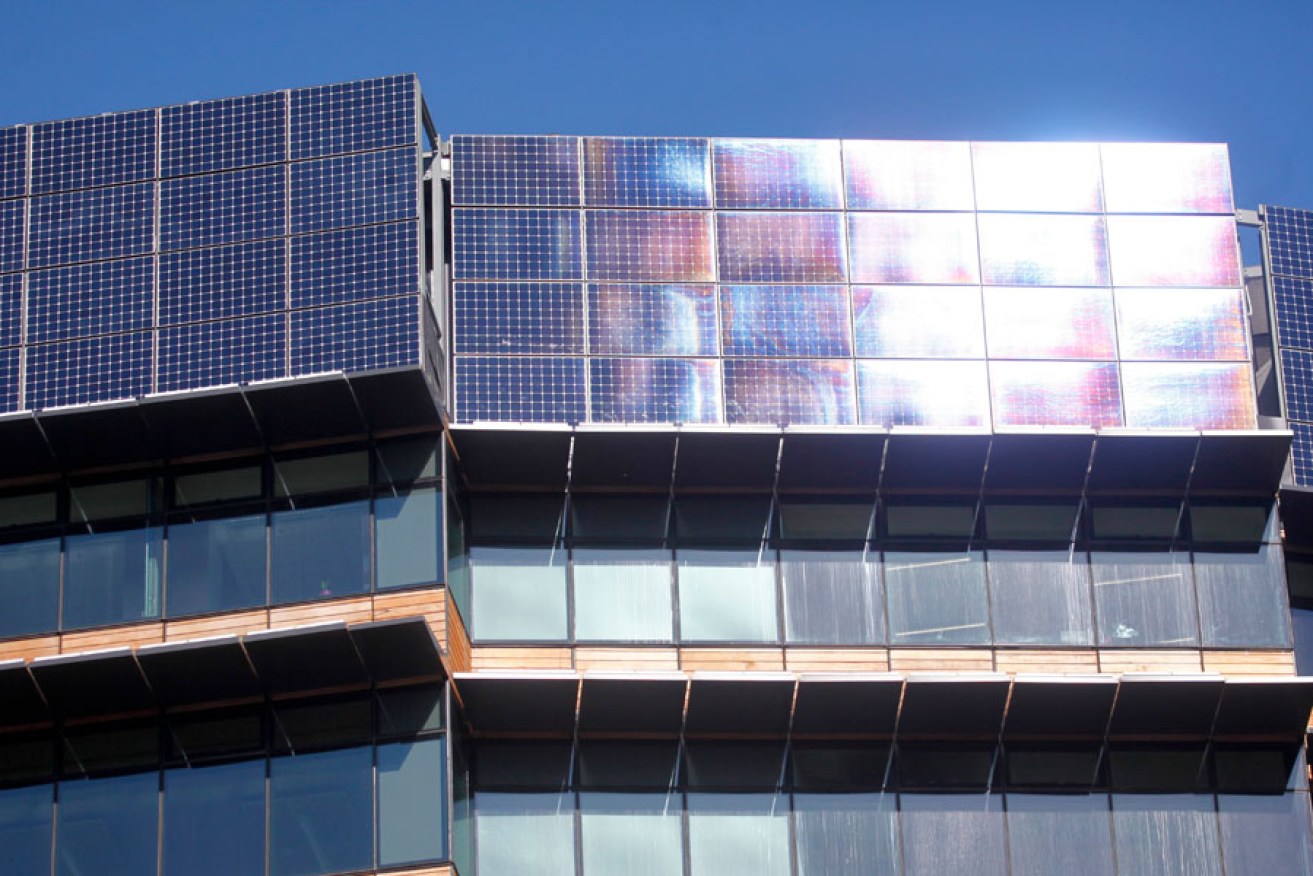 Solar panels on the Canberra building once leased to the now abolished Department of Climate Change.