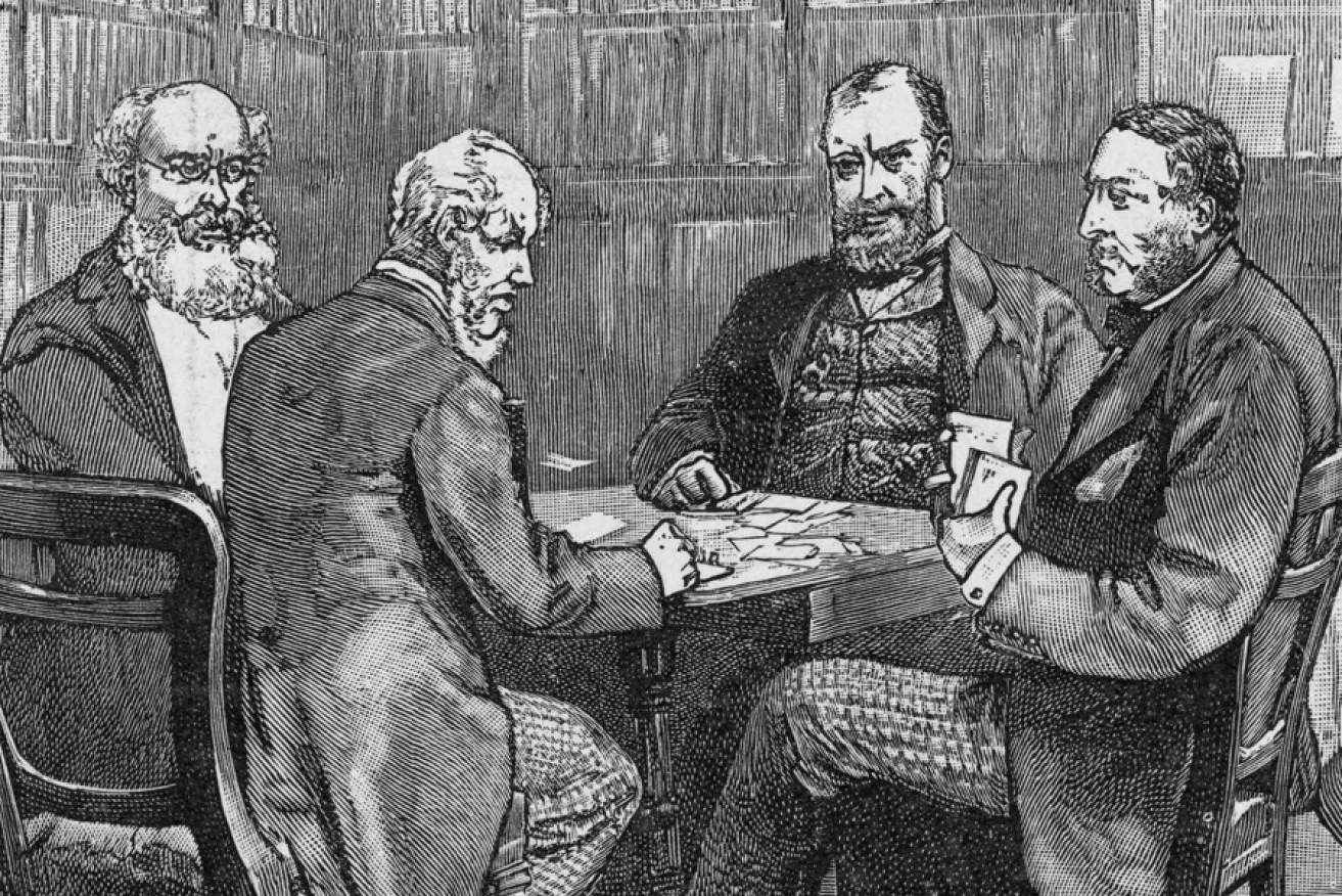 British through and through: Anthony Trollope (far left) playing whist with three friends at the Athenaeum Club in London. Photo: Mary Evans Picture Library