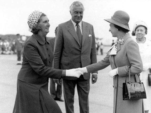 The Whitlams meeting Queen Elizabeth II at the opening of the Opera House in Sydney in 1973. Photo AAP/Nation Archives