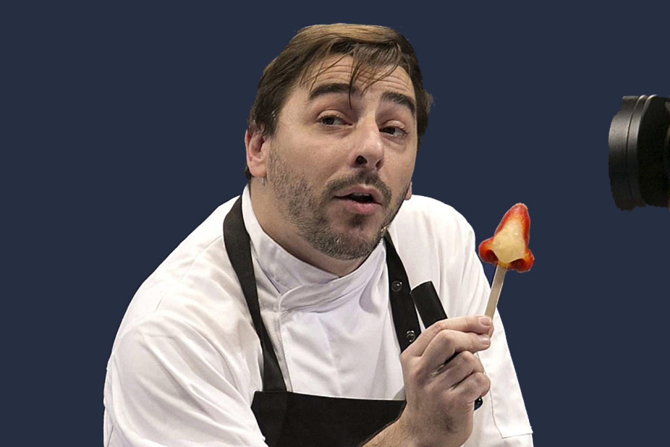 The nose has it: Spanish chef Jordi Roca with a popsicle shaped as a nose at this month's San Sebastian Gastronomika Festival. Photo: EPA