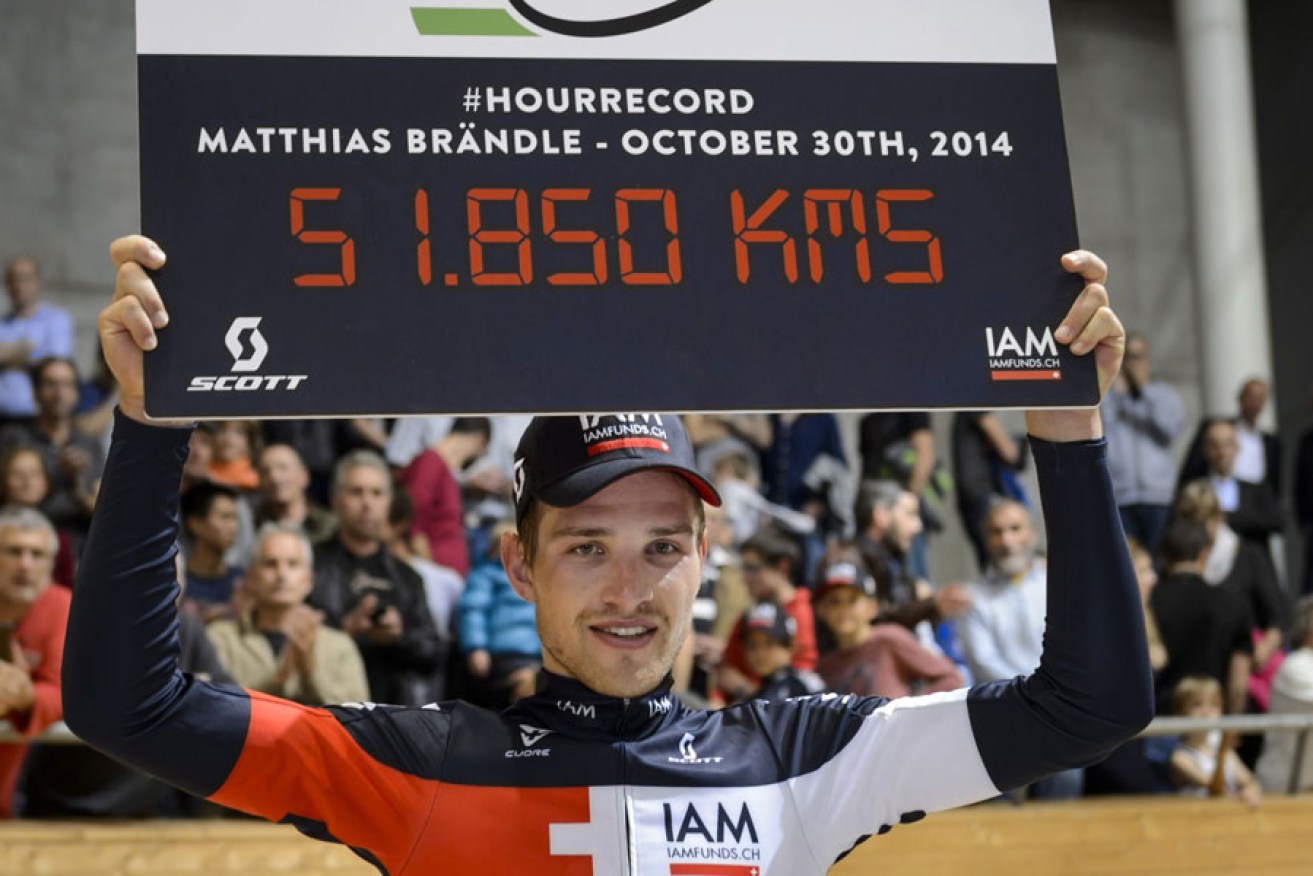 Matthias Brandle shows off his new world record.